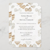 Romantic Cream White Hearts Wedding 招待状 (正面/裏面)