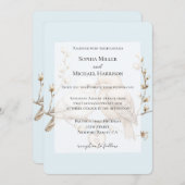 Romantic Cream White Love Birds Heart Wedding 招待状 (正面/裏面)