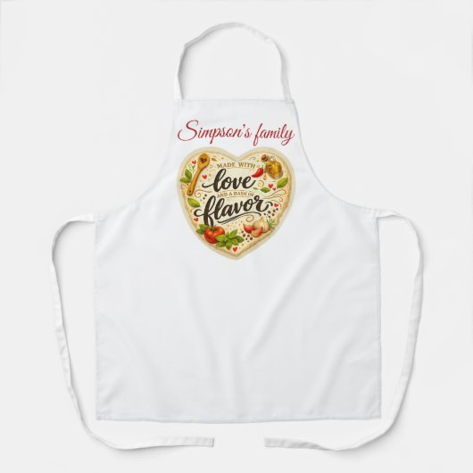 Romantic Custom Family Apron – Cooking with Love   エプロン (正面)