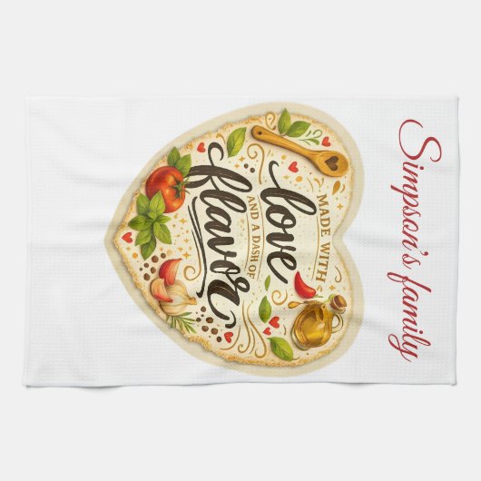Romantic Custom Family Apron – Cooking with Love   キッチンタオル (横)