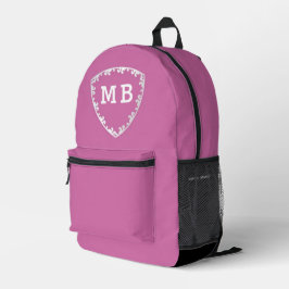 Romantic Custom initials monogram anniversary  プリントバックパック