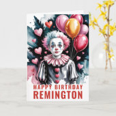 Romantic Cute Pierrot Birthday Clown カード (黄色い花)