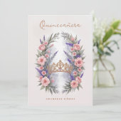 Romantic Cute Quinceañera Princess Tiara in Bloom 招待状 (スタンド正面)