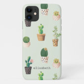 Romantic Cute succulent cactus add your name Case-Mate iPhoneケース (裏面)