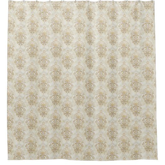 Romantic Damask Curtain Cream Ivory Bath Décor シャワーカーテン (正面)