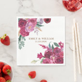 Romantic Dark Moody Burgundy Maroon Floral Wedding スタンダードランチョンナプキン (インサイチュ)