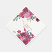 Romantic Dark Moody Burgundy Maroon Floral Wedding スタンダードランチョンナプキン (角)