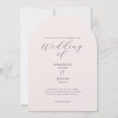 Romantic dark plum purple fall floral wedding 招待状 (正面)