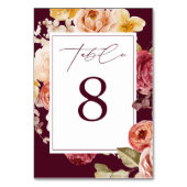 Romantic Deep Burgundy Floral  Bridal Shower  テーブルナンバー (裏面)