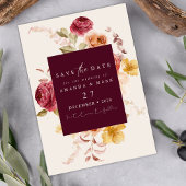 Romantic Deep Burgundy Floral Save the date  招待状