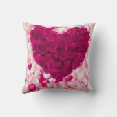 Romantic Deep Pink Rose Petal Heart Throw Pillow クッション (裏面)