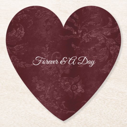 Romantic Deep Red Burgundy Floral Wedding ペーパーコースター (正面)