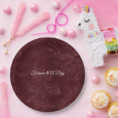 Romantic Deep Red Burgundy Floral Wedding ペーパープレート (パーティー)