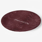 Romantic Deep Red Burgundy Floral Wedding ペーパープレート (アングル)