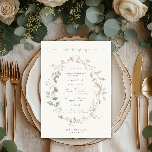 Romantic Delicate Blush Floral Wreath Wedding メニュー