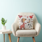 Romantic Dogs with Heart Balloons クッション (椅子)