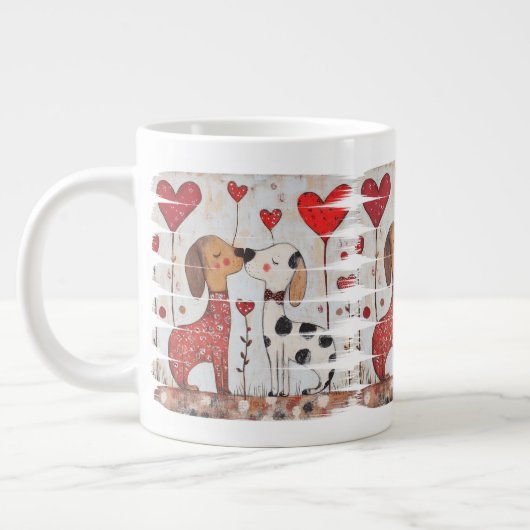 Romantic Dogs with Heart Balloons ジャンボコーヒーマグカップ (左)