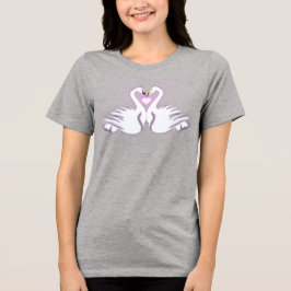 Romantic Double Swan Heart Love Gray T-Shirt トライブレンドＴシャツ