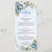 Romantic Dusty Blue Eucalyptus Leaves Wedding Menu メニュー (正面)