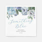 Romantic Dusty Blue Floral Bridal Shower Party スタンダードカクテルナプキン (正面)