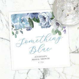 Romantic Dusty Blue Floral Bridal Shower Party スタンダードカクテルナプキン