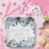 Romantic Dusty Blue Floral Bridal Shower Party ペーパープレート (パーティー)
