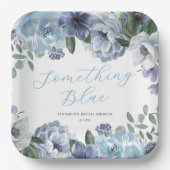 Romantic Dusty Blue Floral Bridal Shower Party ペーパープレート (正面)
