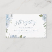 Romantic dusty blue floral bridal shower registry プレイスカード (正面)