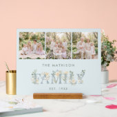 Romantic Dusty Blue Floral Family Monogram MH26 アクリルサイン (ウェディング)