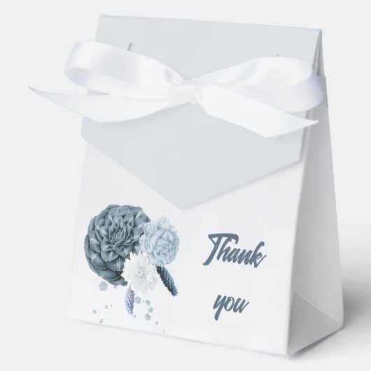 Romantic dusty blue flowers wedding フェイバーボックス (正面)