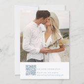 Romantic Dusty Blue Line Art Floral Wedding セーブザデート (裏面)