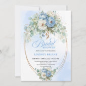 Romantic Dusty Blue Peonies Eucalyptus Bridal Show 招待状 (正面)