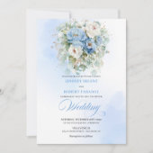 Romantic Dusty Blue Peony Eucalyptus Wedding Invit 招待状 (正面)