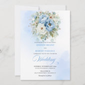 Romantic Dusty Blue Peony Garden Wedding Invite 招待状 (正面)
