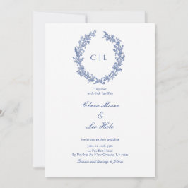 Romantic Dusty Blue Wildflower Wreath Wedding 招待状