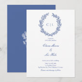 Romantic Dusty Blue Wildflower Wreath Wedding 招待状 (正面/裏面)