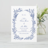 Romantic Dusty Blue Wildflower Wreath Wedding 招待状 (スタンド正面)