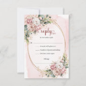 Romantic Dusty Pink Eucalyptus Wedding RSVP (正面)