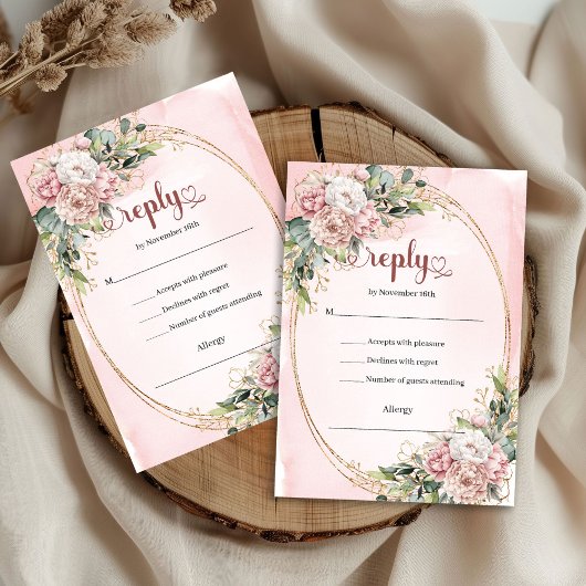 Romantic Dusty Pink Eucalyptus Wedding RSVP