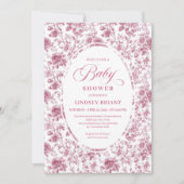 Romantic Dusty Pink Floral Roses Boho Baby Shower 招待状 (正面)
