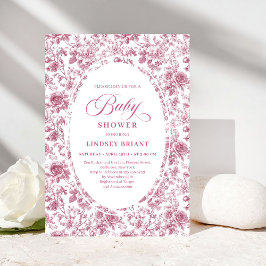 Romantic Dusty Pink Floral Roses Boho Baby Shower 招待状