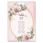 Romantic Dusty Pink Flowers Greenery Table Numbers テーブルナンバー (裏面)