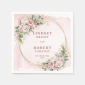 Romantic Dusty Pink Greenery Wedding Paper Napkins スタンダードカクテルナプキン (正面)