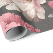 Romantic Dusty Pink Peony Grey Floral Pattern ラッピングペーパー (ロールコーナー)