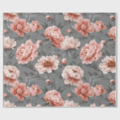 Romantic Dusty Pink Peony Grey Floral Pattern ラッピングペーパー (フラット)