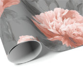 Romantic Dusty Pink Peony Grey Floral Pattern ラッピングペーパー (ロールコーナー)