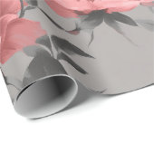 Romantic Dusty Pink Peony Grey Floral Pattern ラッピングペーパー (ロールコーナー)