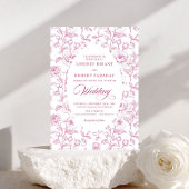 Romantic Dusty Pink Roses Pattern Wedding Invite 招待状