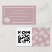 Romantic Dusty Pink White Floral QR code エンクロージャーカード (正面/裏面)