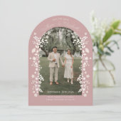 Romantic Dusty Rose Floral Arch Save the Date 招待状 (スタンド正面)